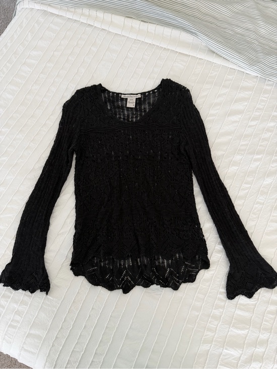 American Rag Tops - American Rag Black Knit Lace Long Sleeve Top
